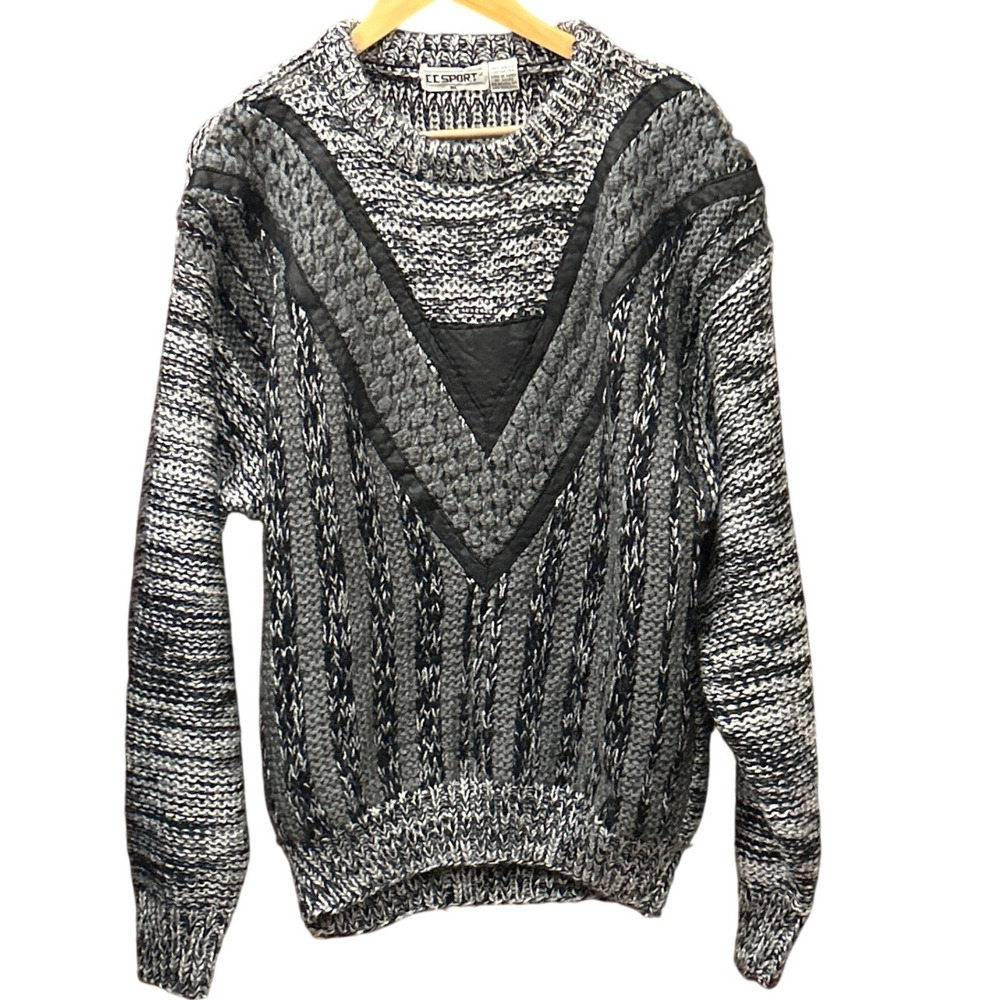 90s CI Sport Knit Sweater Grandpacore Grunge Indie Sleaze Textured Gothic Winter